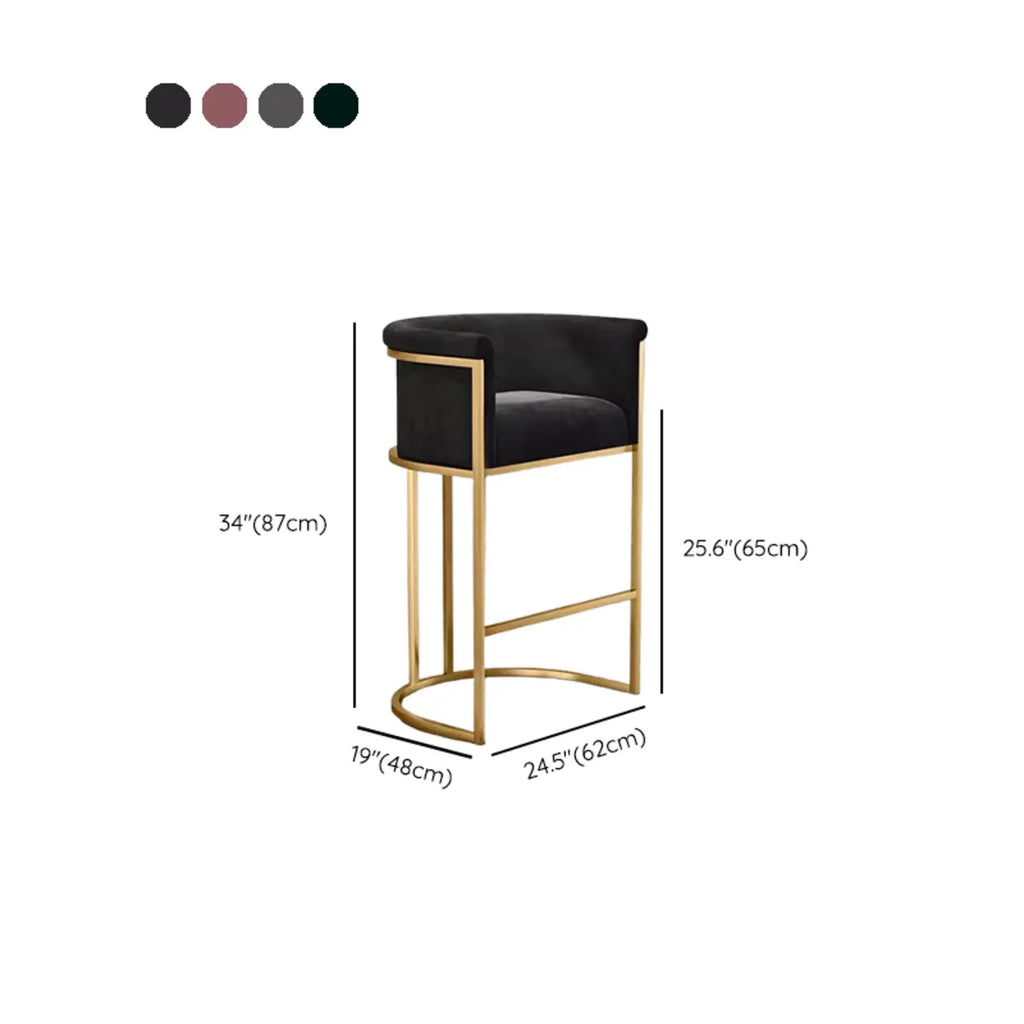 Tabouret de bar Glam Gold Sled en velours capitonné
