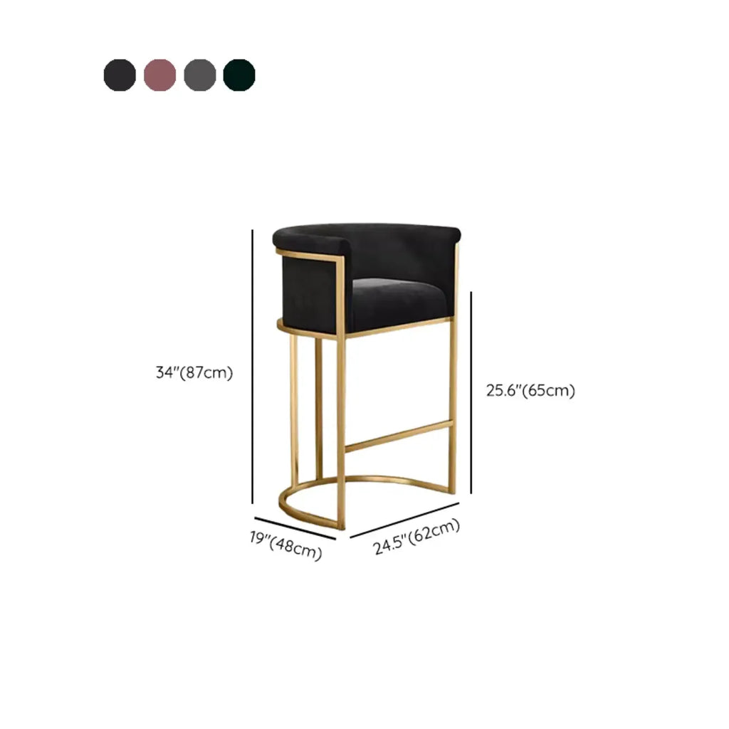 Tabouret de bar Glam Gold Sled en velours capitonné