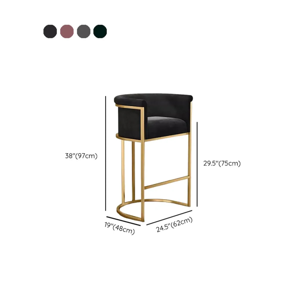 Tabouret de bar Glam Gold Sled en velours capitonné