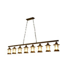Lustre linéaire cylindrique noir rouille de style industriel rustique pour îlot de cuisine