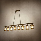 Lustre linéaire cylindrique noir rouille de style industriel rustique pour îlot de cuisine