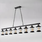 Lustre linéaire cylindrique noir rouille de style industriel rustique pour îlot de cuisine