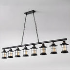 Lustre linéaire cylindrique noir rouille de style industriel rustique pour îlot de cuisine
