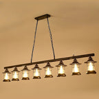 Lustre linéaire cylindrique noir rouille de style industriel rustique pour îlot de cuisine