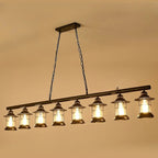Lustre linéaire cylindrique noir rouille de style industriel rustique pour îlot de cuisine