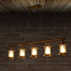 Lustre linéaire cylindrique noir rouille de style industriel rustique pour îlot de cuisine