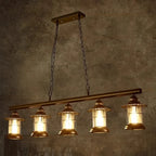 Lustre linéaire cylindrique noir rouille de style industriel rustique pour îlot de cuisine