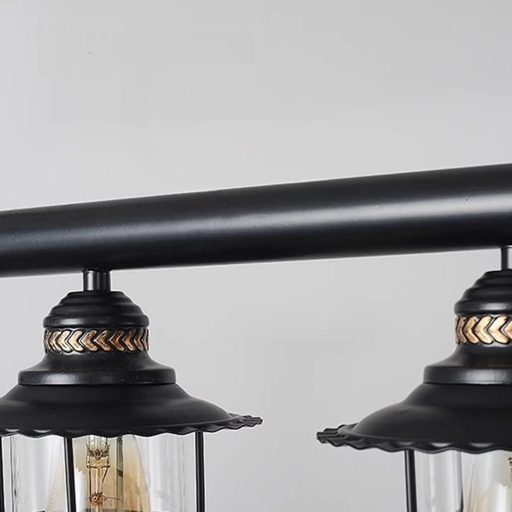Lustre linéaire cylindrique noir rouille de style industriel rustique pour îlot de cuisine