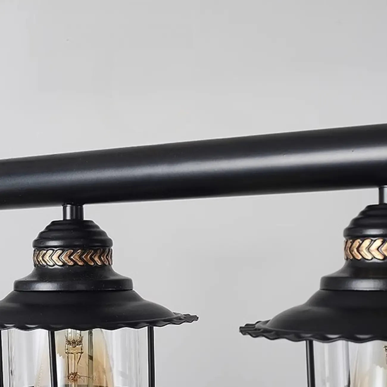 Lustre linéaire cylindrique noir rouille de style industriel rustique pour îlot de cuisine