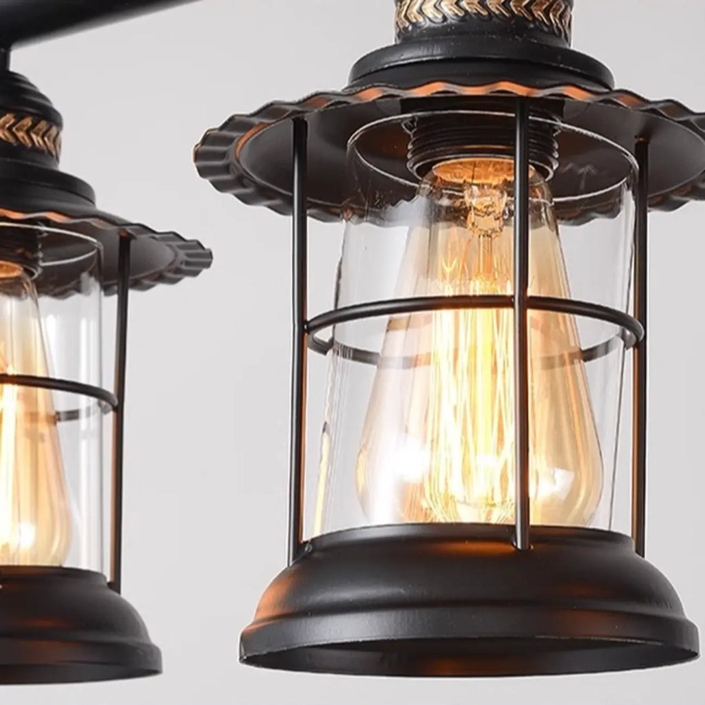 Lustre linéaire cylindrique noir rouille de style industriel rustique pour îlot de cuisine