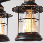 Lustre linéaire cylindrique noir rouille de style industriel rustique pour îlot de cuisine