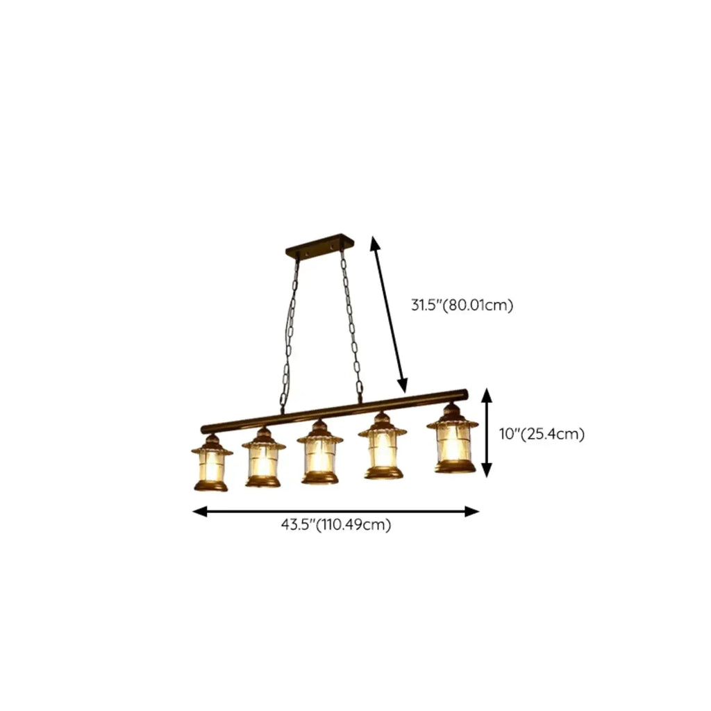 Lustre linéaire cylindrique noir rouille de style industriel rustique pour îlot de cuisine