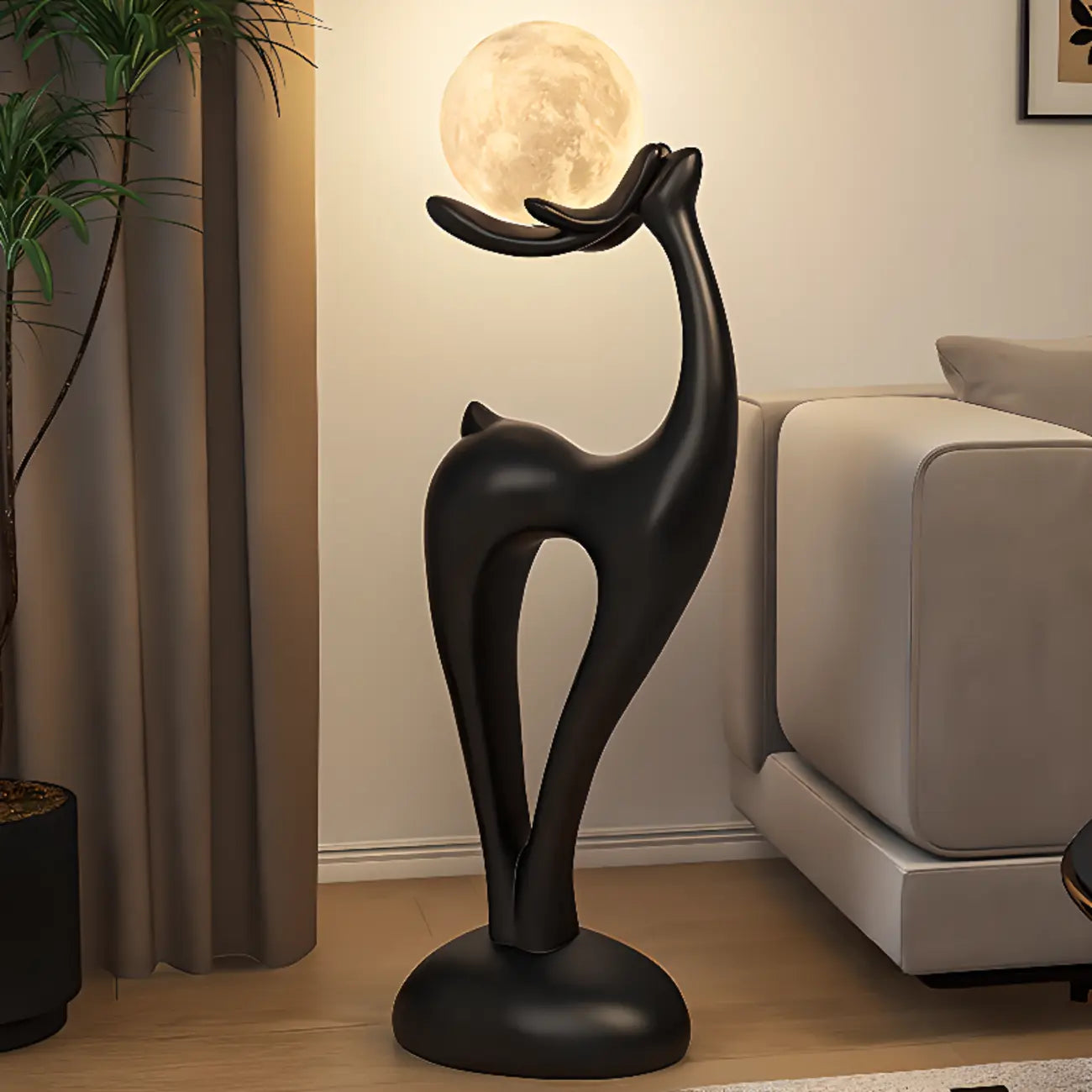 Lampada da terra a LED a forma di cervo con luce a 3 colori per l'arredamento della camera da letto