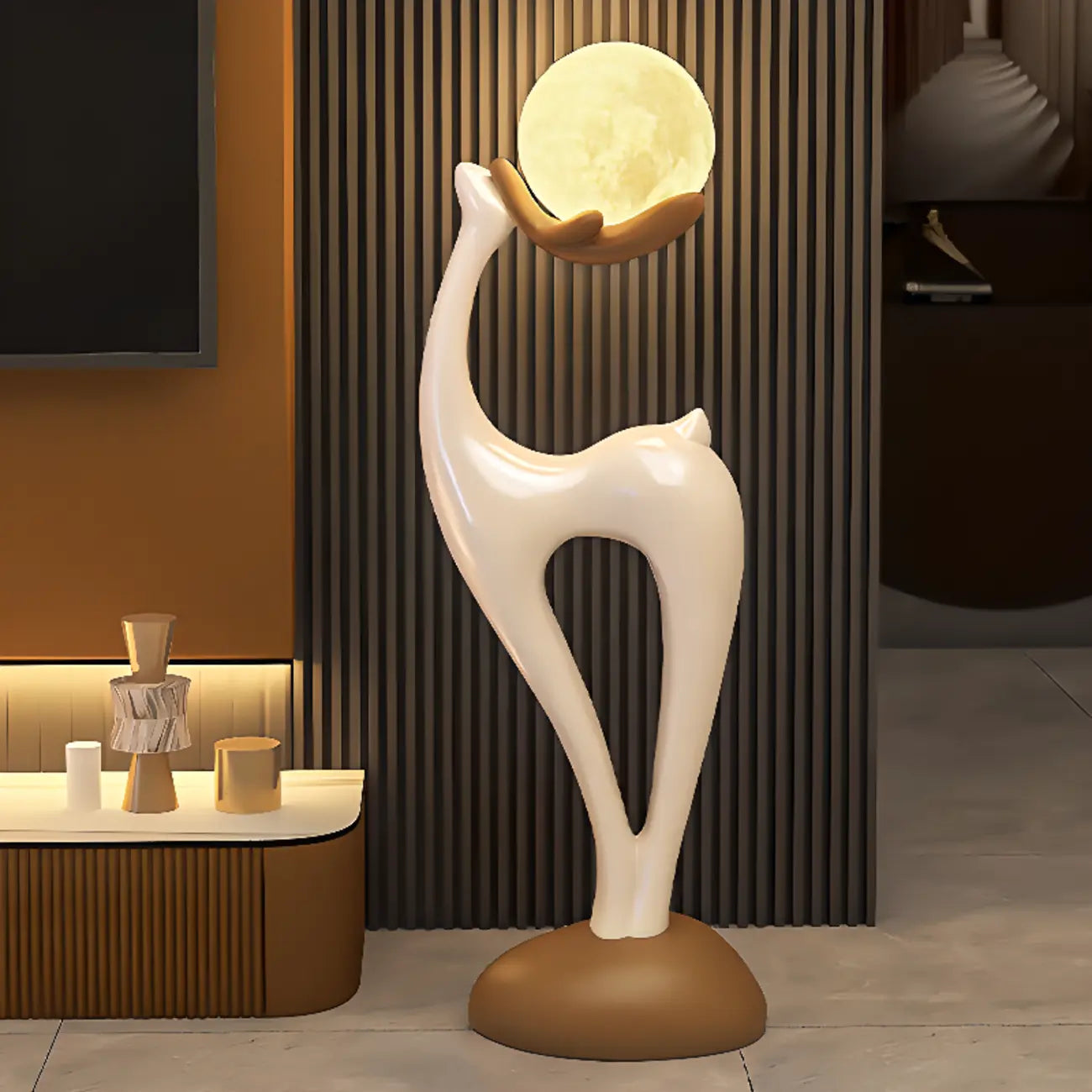 Lampada da terra a LED a forma di cervo con luce a 3 colori per l'arredamento della camera da letto