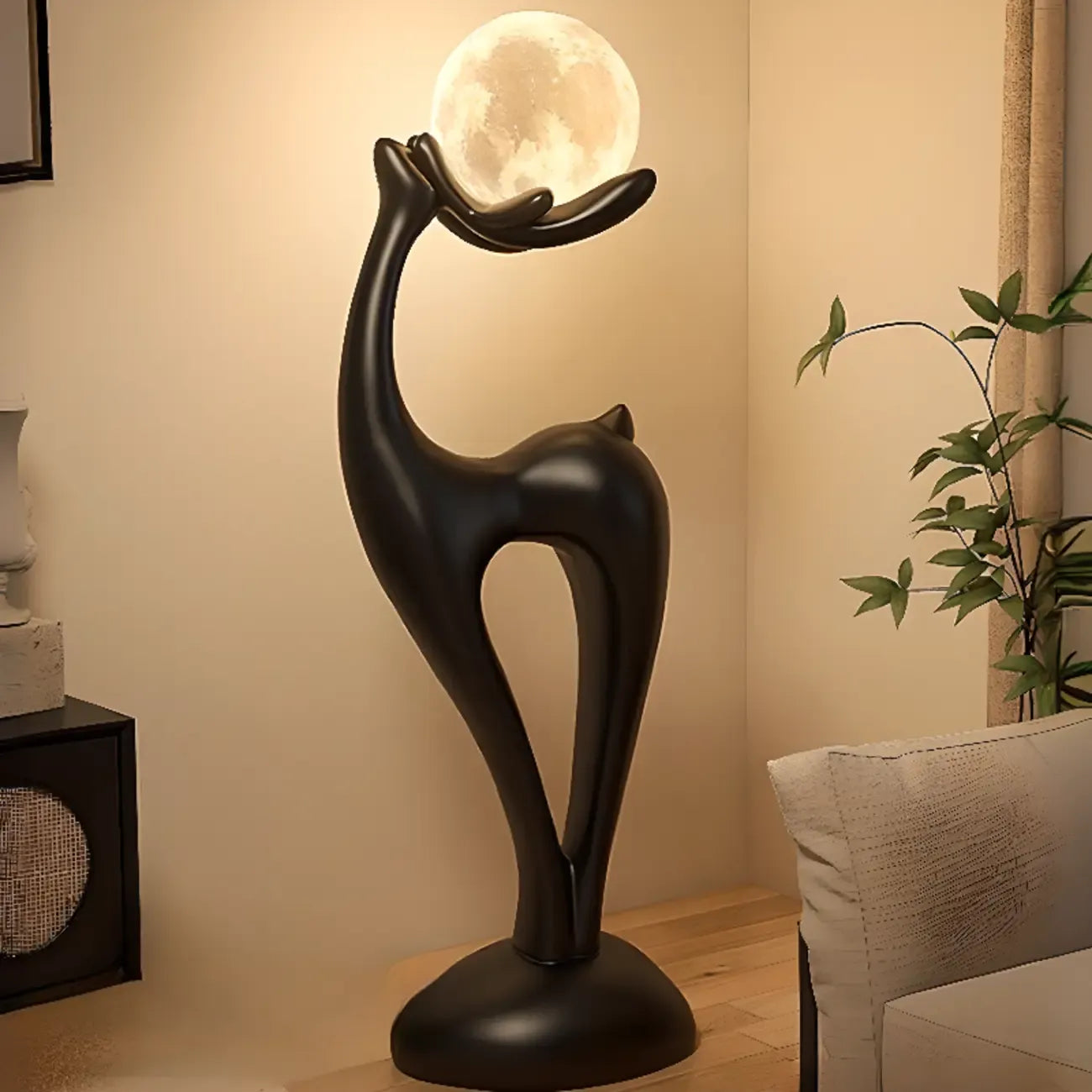 Lampada da terra a LED a forma di cervo con luce a 3 colori per l'arredamento della camera da letto