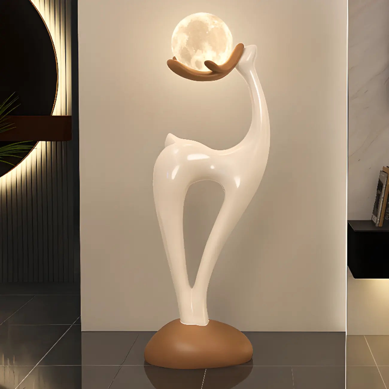 Lampada da terra a LED a forma di cervo con luce a 3 colori per l'arredamento della camera da letto