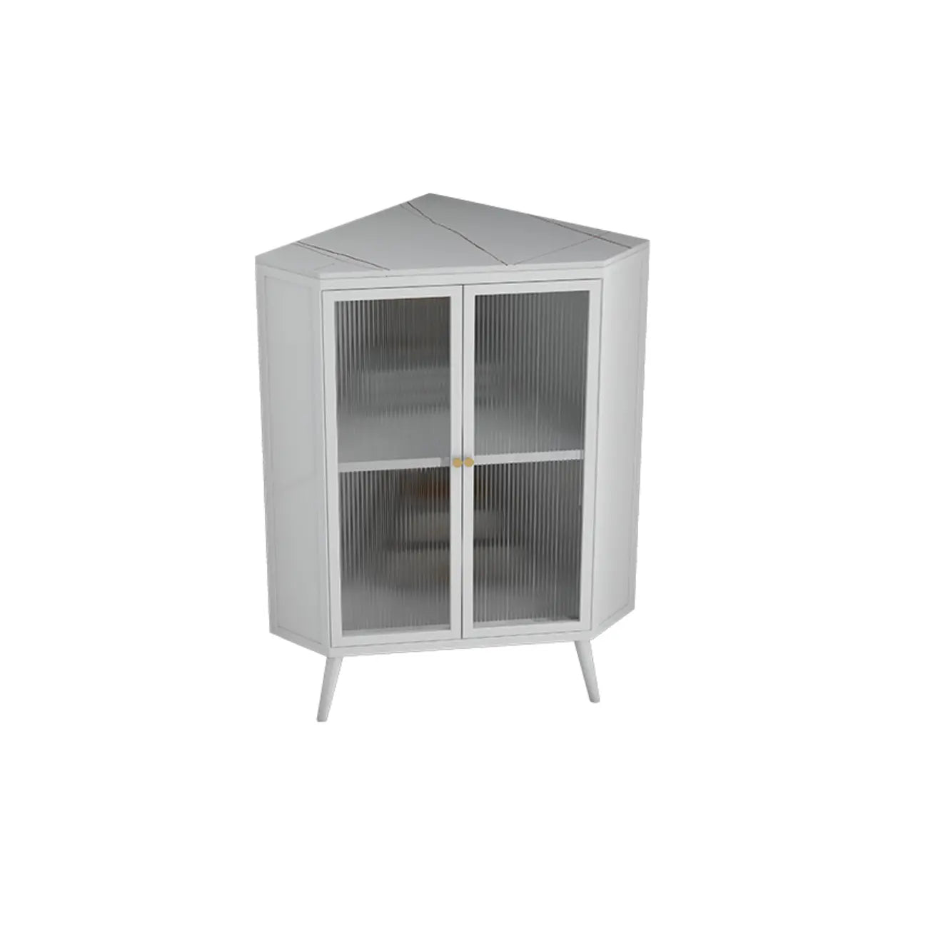 Meuble d'angle moderne avec plateau en pierre noire et porte en verre cannelé