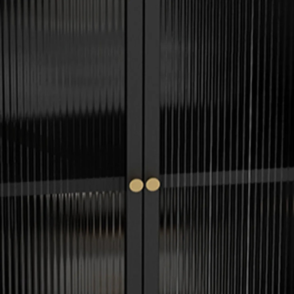 Meuble d'angle moderne avec plateau en pierre noire et porte en verre cannelé