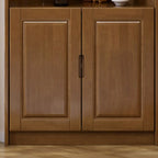 Armoire de rangement d'angle classique en bois brun noyer avec poignée rainurée