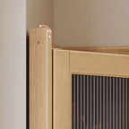 Armoire de rangement d'angle classique en bois brun noyer avec poignée rainurée