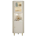 Meuble d'angle utilitaire moderne en bois beige doré avec éclairage intégré