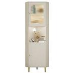Meuble d'angle utilitaire moderne en bois beige doré avec éclairage intégré