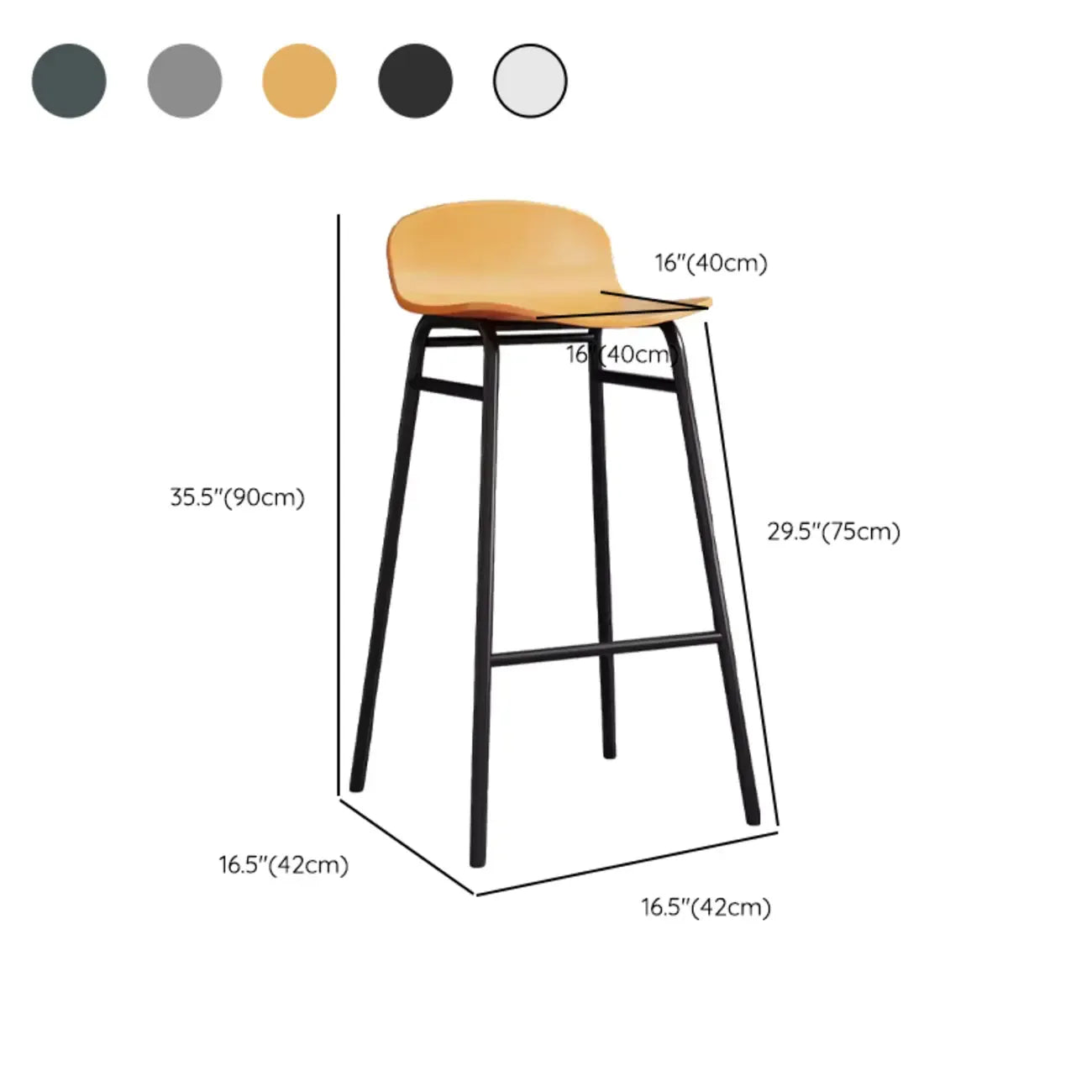 Tabourets de bar minimalistes en plastique avec structure en métal