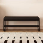 Banc à chaussures moderne noir capitonné avec étagères de rangement