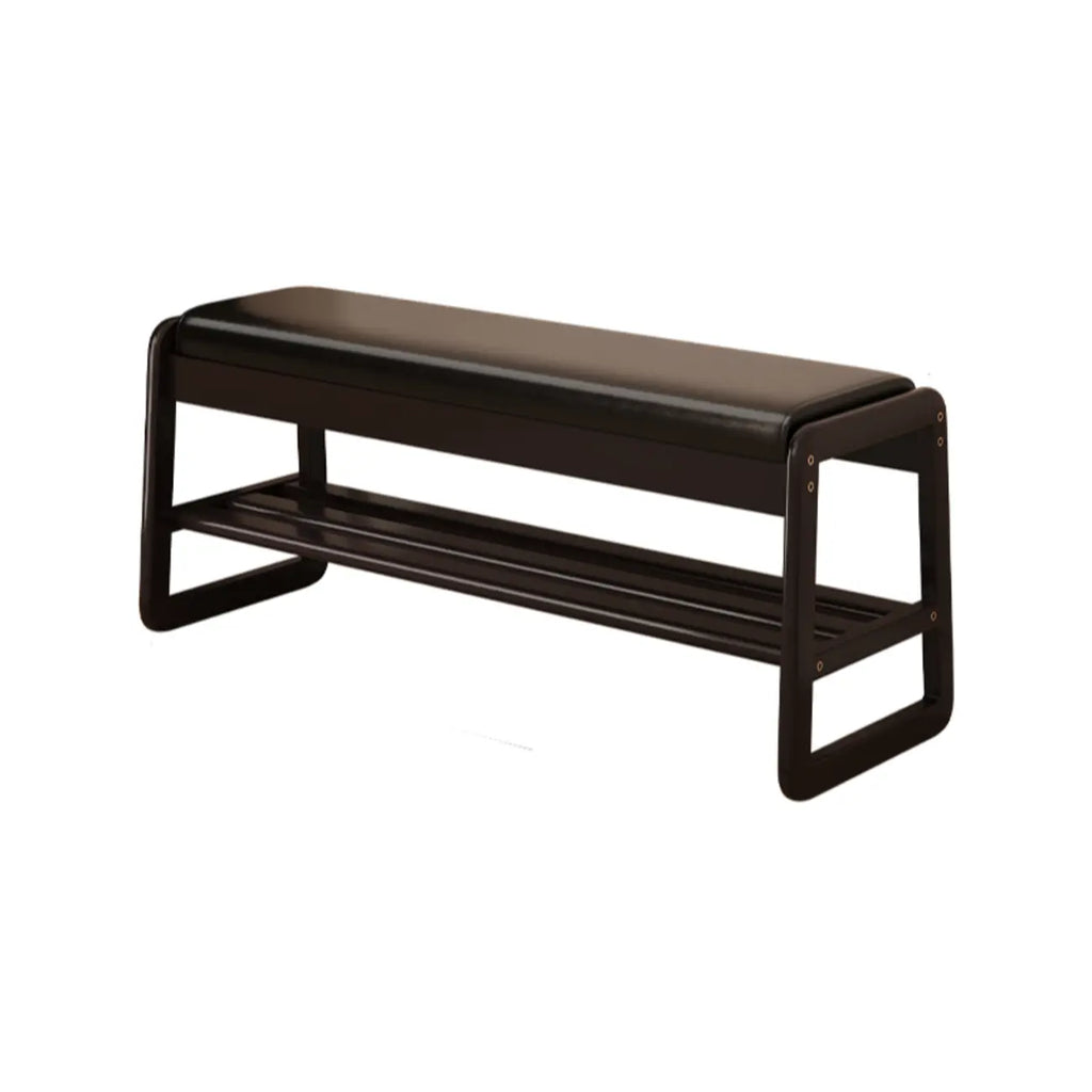 Banc à chaussures moderne noir capitonné avec étagères de rangement