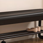 Banc à chaussures moderne noir capitonné avec étagères de rangement