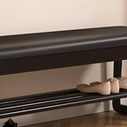 Banc à chaussures moderne noir capitonné avec étagères de rangement