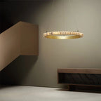 Lustre suspendu circulaire moderne à deux niveaux en acier albâtre