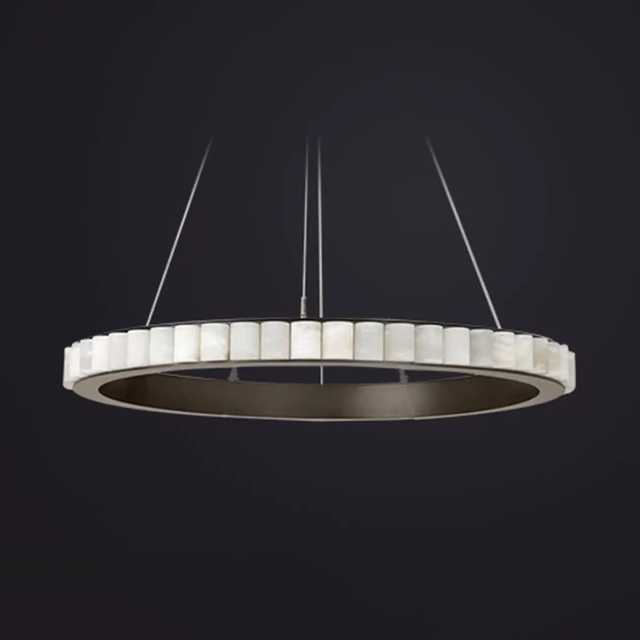 Lustre suspendu circulaire moderne à deux niveaux en acier albâtre
