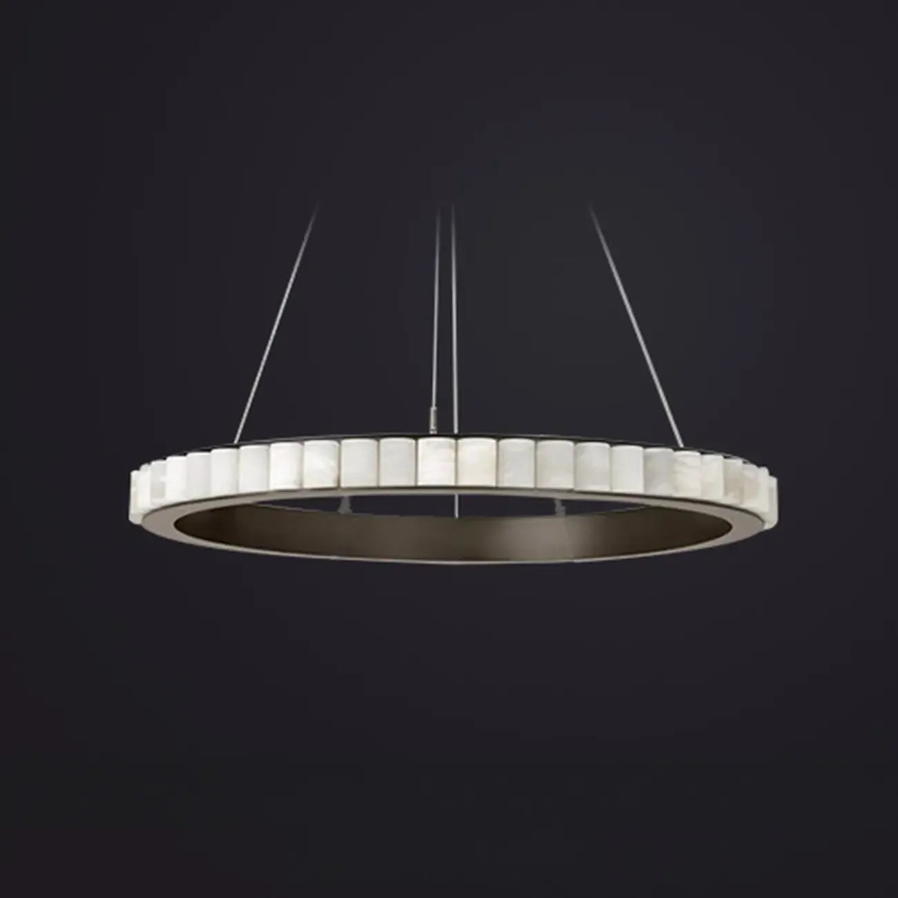 Lustre suspendu circulaire moderne à deux niveaux en acier albâtre