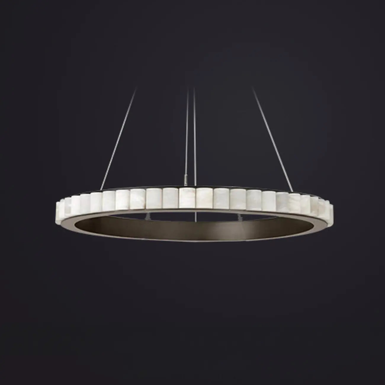 Lustre suspendu circulaire moderne à deux niveaux en acier albâtre