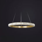 Lustre suspendu circulaire moderne à deux niveaux en acier albâtre