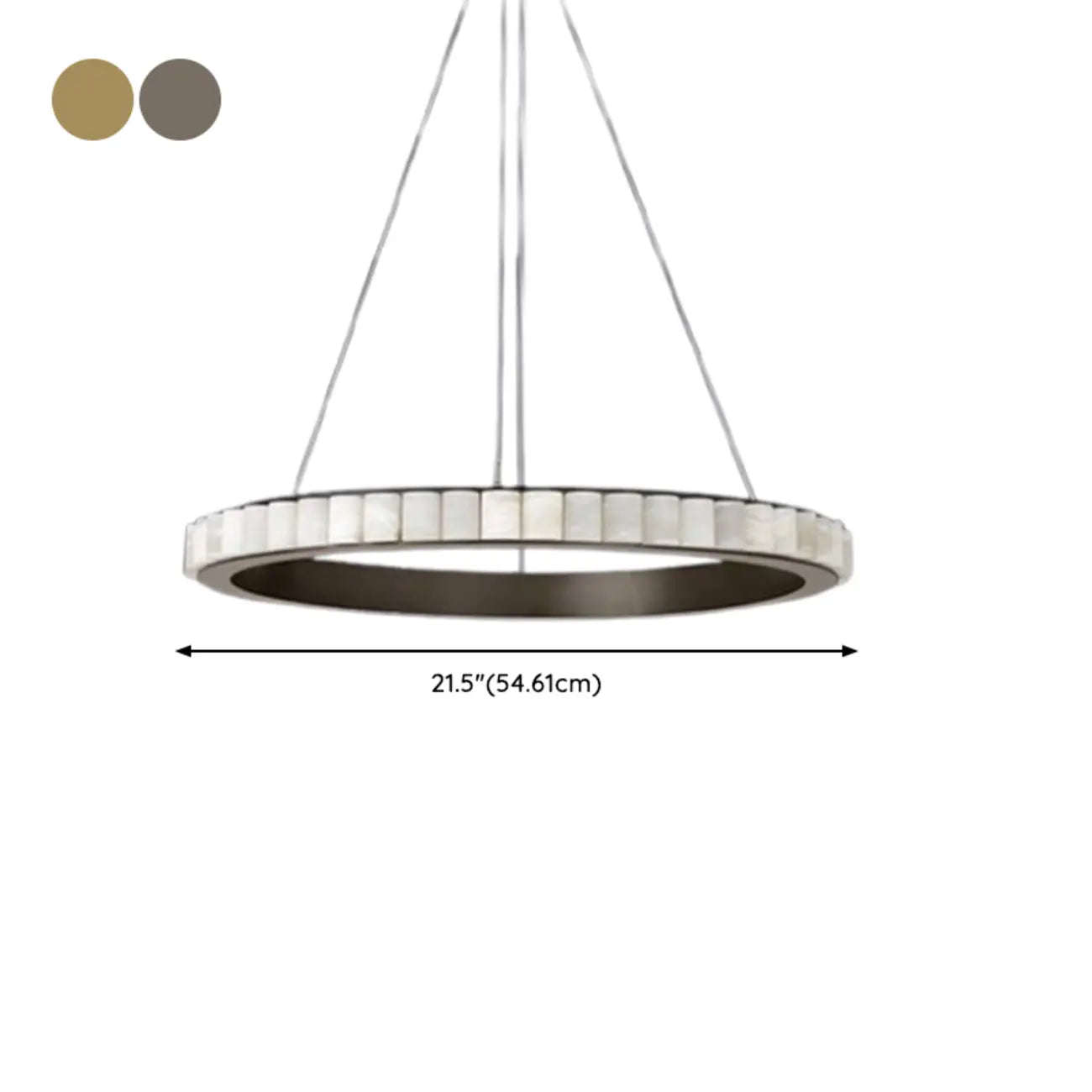 Lustre suspendu circulaire moderne à deux niveaux en acier albâtre