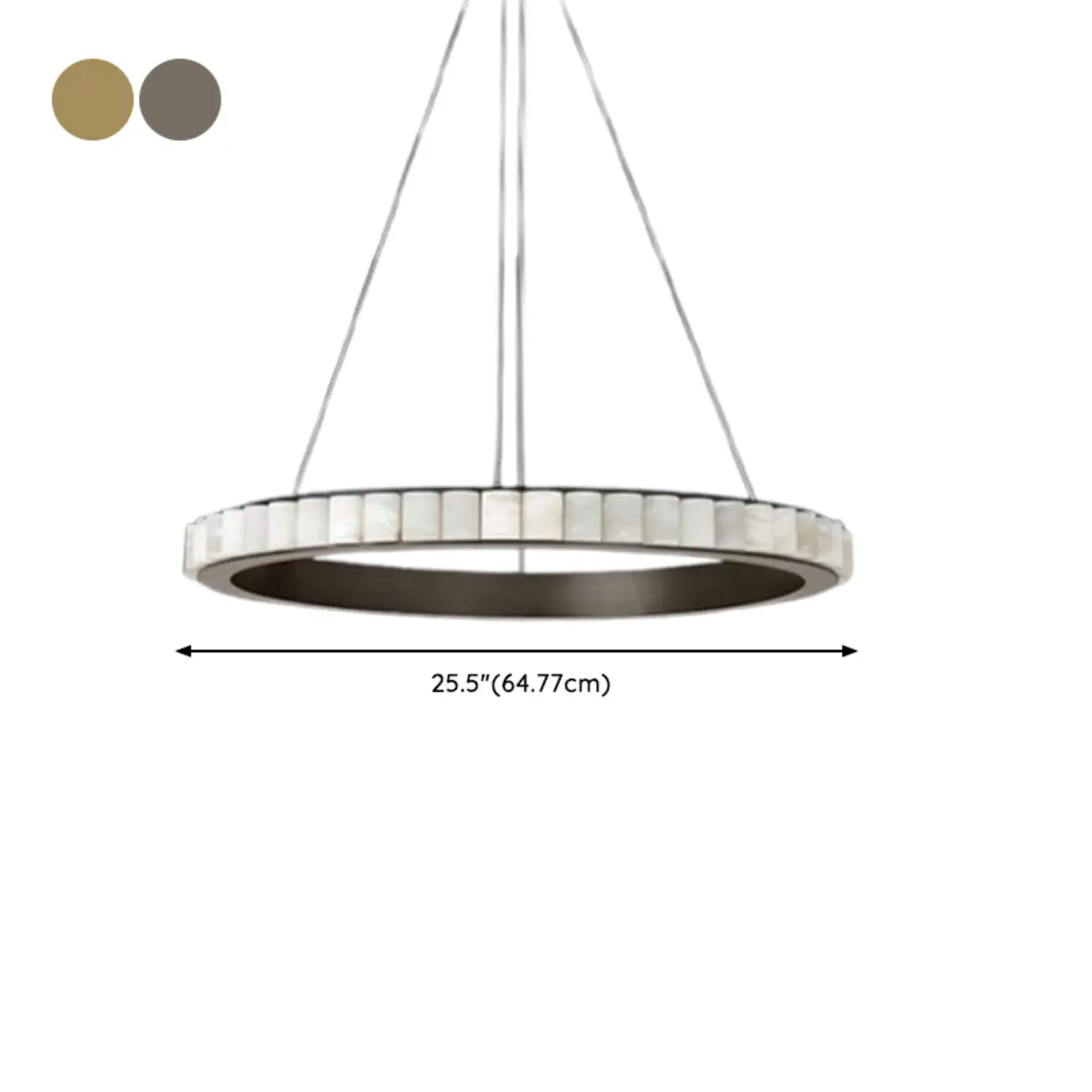 Lustre suspendu circulaire moderne à deux niveaux en acier albâtre