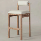 Tabourets de bar contemporains blancs rembourrés avec structure en bois