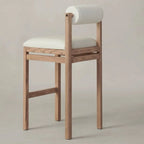 Tabourets de bar contemporains blancs rembourrés avec structure en bois