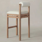 Tabourets de bar contemporains blancs rembourrés avec structure en bois