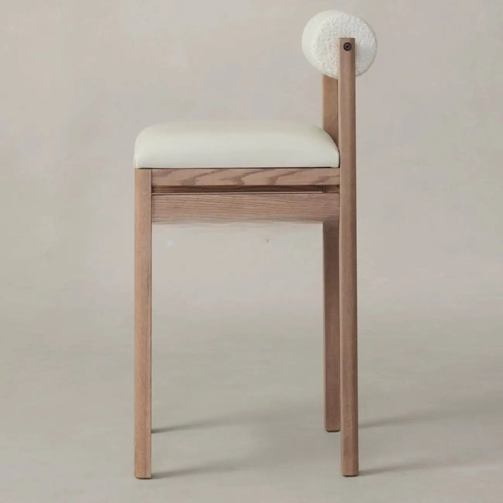 Tabourets de bar contemporains blancs rembourrés avec structure en bois