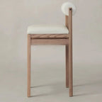 Tabourets de bar contemporains blancs rembourrés avec structure en bois
