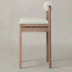 Tabourets de bar contemporains blancs rembourrés avec structure en bois