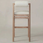 Tabourets de bar contemporains blancs rembourrés avec structure en bois