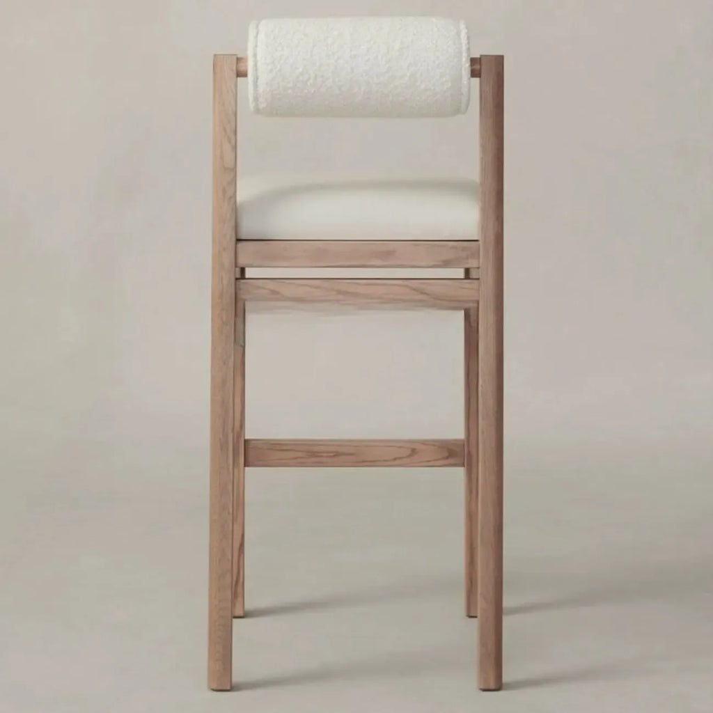 Tabourets de bar contemporains blancs rembourrés avec structure en bois