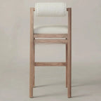 Tabourets de bar contemporains blancs rembourrés avec structure en bois