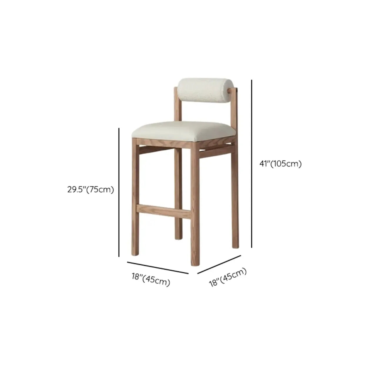 Tabourets de bar contemporains blancs rembourrés avec structure en bois