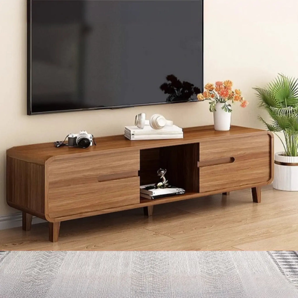 Meuble TV en bois de style moderne du milieu du siècle avec rangement