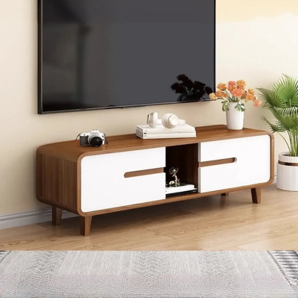 Meuble TV en bois de style moderne du milieu du siècle avec rangement